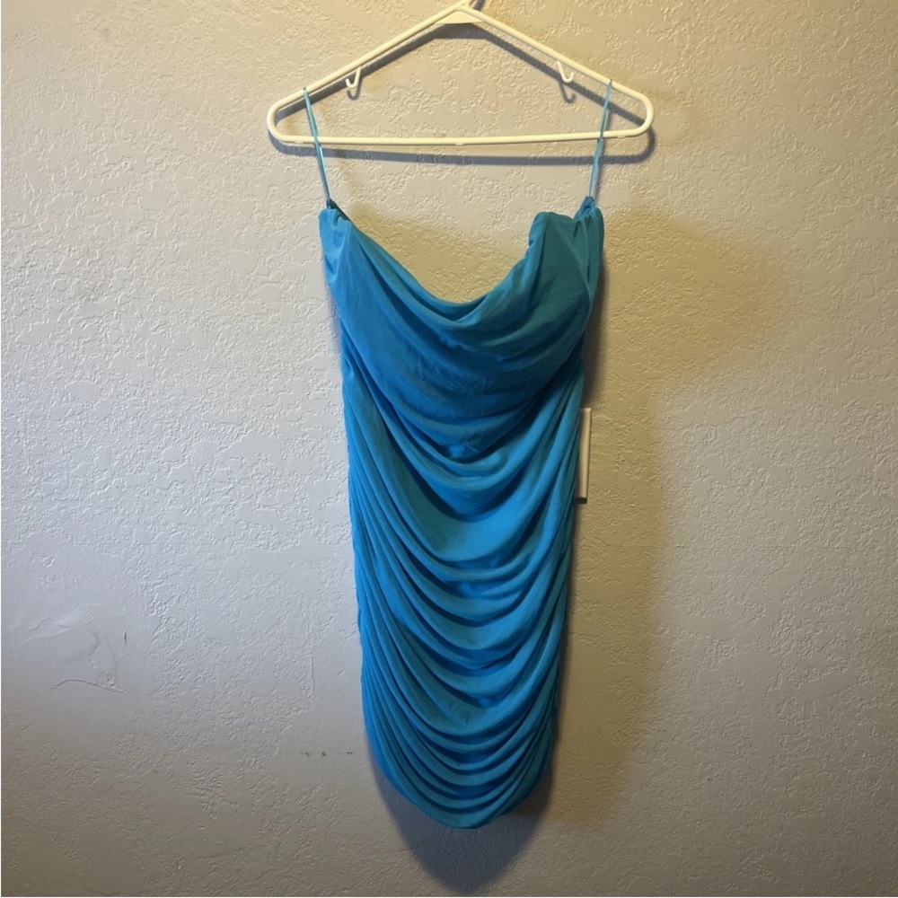 Tic Toc Forever 21 Women Blue Lined Bodycon Sleeveless Ruched Dress Size 2X